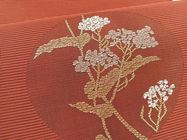 平和屋着物＊夏物　八寸名古屋帯　絽綴れ　竹屋町刺繍　花丸文　金糸　正絹　逸品　BAAX7987hv