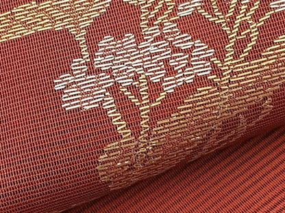 平和屋着物＊夏物　八寸名古屋帯　絽綴れ　竹屋町刺繍　花丸文　金糸　正絹　逸品　BAAX7987hv