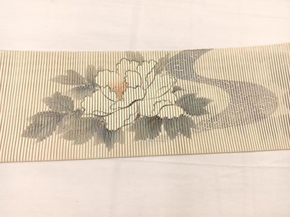 平和屋着物＊夏物　英王室献上友禅作家　木下勝功　八寸名古屋帯　絽綴れ　手描き　牡丹　金銀彩　正絹　逸品　未使用　BAAX7988hv