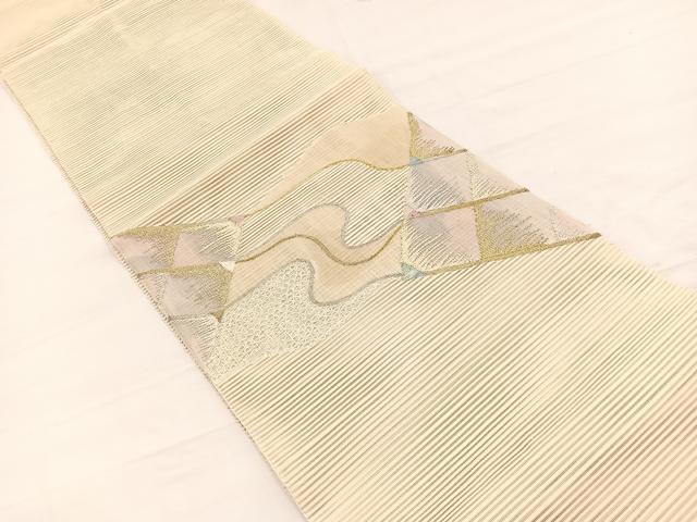 平和屋着物＊夏物　八寸名古屋帯　絽綴れ　幾何学文様　金銀糸　正絹　逸品　BAAX7989hv