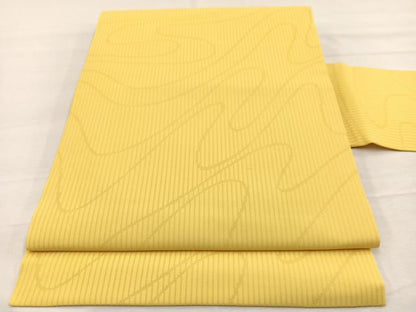 平和屋着物＊夏物　九寸名古屋帯　流線文　支子色　正絹　逸品　BAAX7990hv