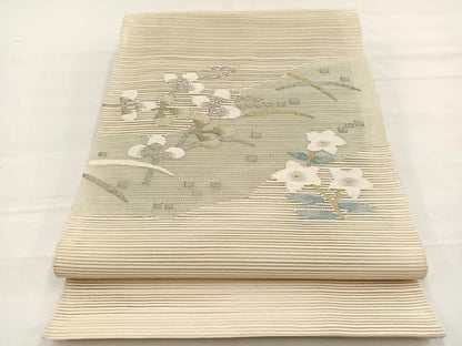 平和屋着物＊夏物　八寸名古屋帯　絽綴れ　秋草文　金銀糸　正絹　逸品　BAAX7991hv