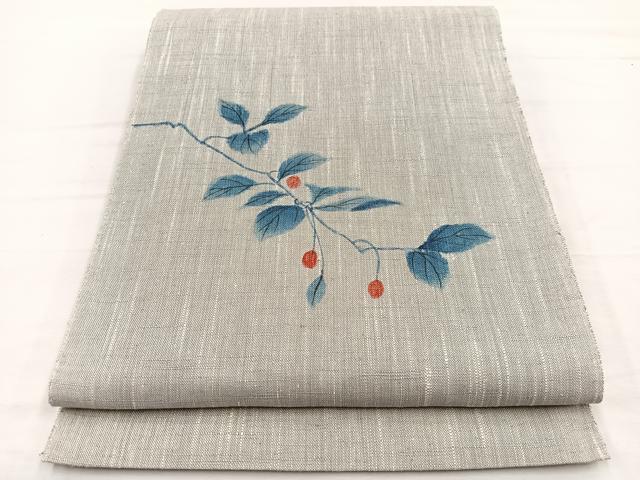平和屋着物＊夏物　八寸名古屋帯　作家物　手描き　南天文　BAAX7992hv