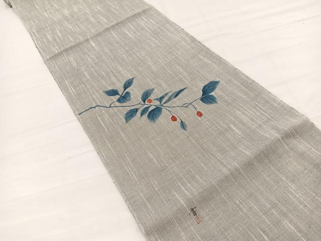 平和屋着物＊夏物　八寸名古屋帯　作家物　手描き　南天文　BAAX7992hv