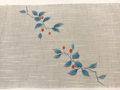 平和屋着物＊夏物　八寸名古屋帯　作家物　手描き　南天文　BAAX7992hv