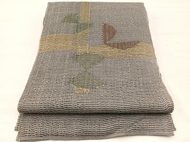 平和屋着物＊夏物　八寸名古屋帯　幾何学文様　正絹　逸品　BAAX7993hv