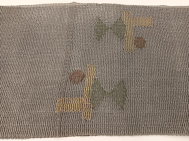 平和屋着物＊夏物　八寸名古屋帯　幾何学文様　正絹　逸品　BAAX7993hv