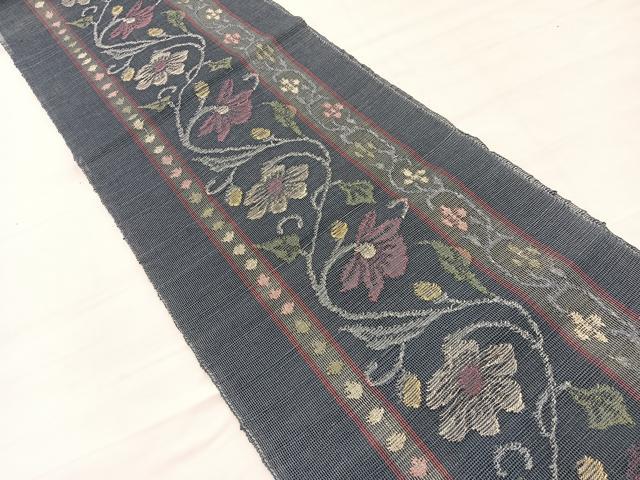 平和屋着物＊夏物　1854年創業　帯屋捨松　八寸名古屋帯　花唐草文　正絹　逸品　BAAX7994hv