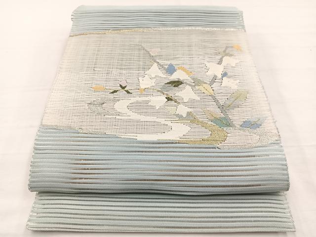 平和屋着物＊夏物　八寸名古屋帯　絽綴れ　流水花文　金銀糸　正絹　逸品　BAAX7995hv