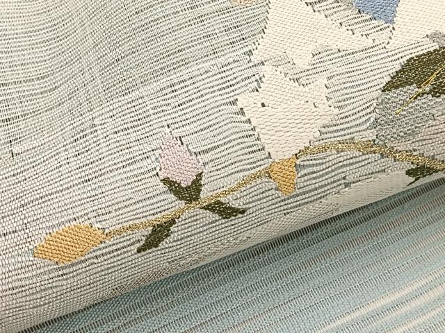 平和屋着物＊夏物　八寸名古屋帯　絽綴れ　流水花文　金銀糸　正絹　逸品　BAAX7995hv