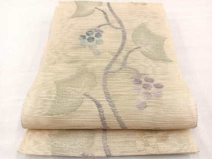 平和屋着物＊夏物　1854年創業　帯屋捨松　八寸名古屋帯　葡萄　正絹　逸品　BAAX7996hv