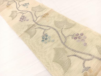 平和屋着物＊夏物　1854年創業　帯屋捨松　八寸名古屋帯　葡萄　正絹　逸品　BAAX7996hv