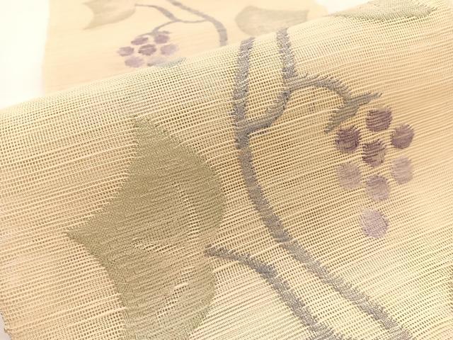 平和屋着物＊夏物　1854年創業　帯屋捨松　八寸名古屋帯　葡萄　正絹　逸品　BAAX7996hv