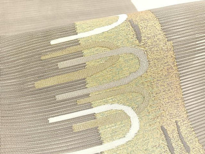 平和屋着物＊夏物　八寸名古屋帯　絽綴れ　抽象文様　金銀糸　正絹　逸品　BAAX7998hv