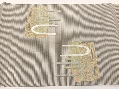 平和屋着物＊夏物　八寸名古屋帯　絽綴れ　抽象文様　金銀糸　正絹　逸品　BAAX7998hv