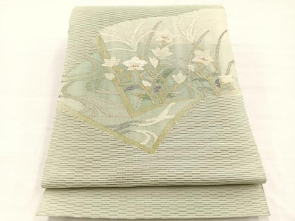 平和屋着物＊夏物　八寸名古屋帯　絽綴れ　地紙花文　金銀糸　正絹　逸品　BAAX7999hv