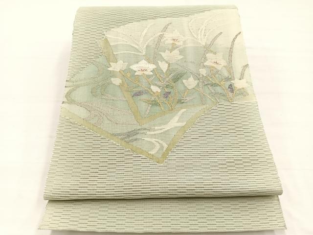 平和屋着物＊夏物　八寸名古屋帯　絽綴れ　地紙花文　金銀糸　正絹　逸品　BAAX7999hv
