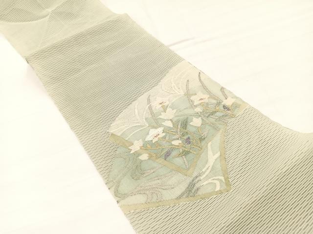 平和屋着物＊夏物　八寸名古屋帯　絽綴れ　地紙花文　金銀糸　正絹　逸品　BAAX7999hv