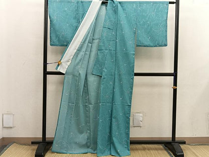 平和屋着物＊夏物　小紋　幾何学文様　絽　洗える着物　BAAX8050mz