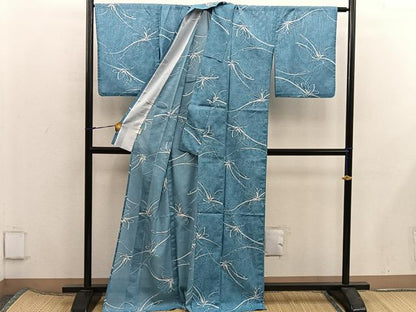 平和屋着物＊夏物　小紋　草花文　絽　洗える着物　BAAX8051mz