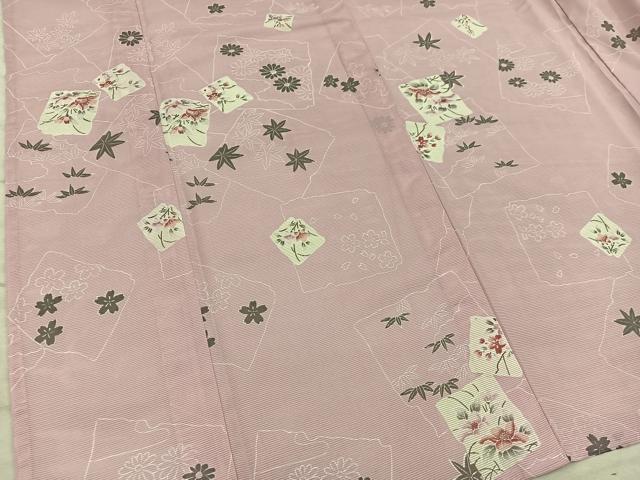 平和屋着物＊夏物　小紋　破れ色紙花文　絽　洗える着物　BAAX8054mz