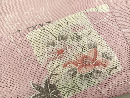 平和屋着物＊夏物　小紋　破れ色紙花文　絽　洗える着物　BAAX8054mz