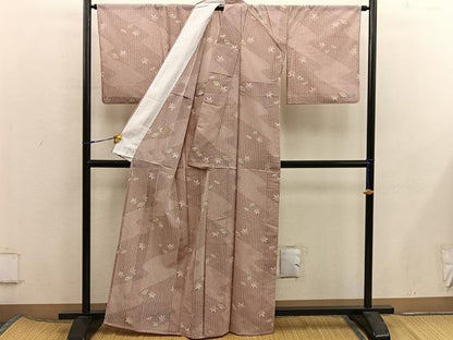 平和屋着物＊夏物　小紋　紗　扇面梅花文　洗える着物　BAAX8057mz