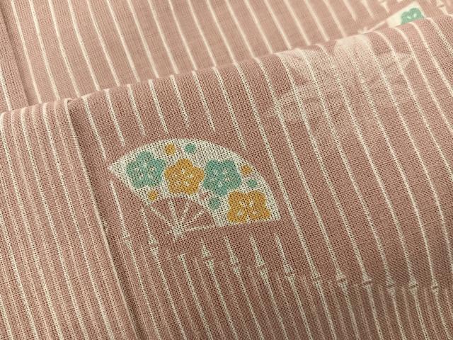平和屋着物＊夏物　小紋　紗　扇面梅花文　洗える着物　BAAX8057mz