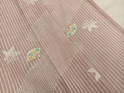 平和屋着物＊夏物　小紋　紗　扇面梅花文　洗える着物　BAAX8057mz