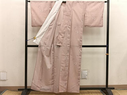 平和屋着物＊夏物　小紋　絽　枝葉文　洗える着物　BAAX8058mz