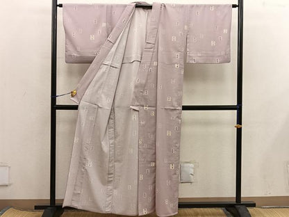 平和屋着物＊夏物　小紋　絽縮緬　幾何学文様　洗える着物　BAAX8063mz