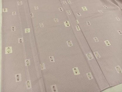 平和屋着物＊夏物　小紋　絽縮緬　幾何学文様　洗える着物　BAAX8063mz