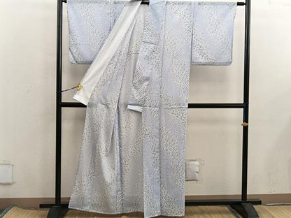 平和屋着物＊夏物　小紋　絽　草葉文　洗える着物　BAAX8067mz