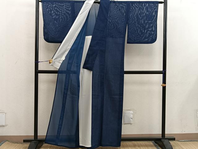 平和屋着物＊夏物　小紋　絽　人物動物文　洗える着物　BAAX8071mz