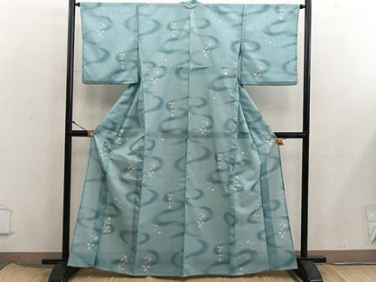 平和屋着物＊夏物　小紋　絽　流水花文　洗える着物　BAAX8072mz