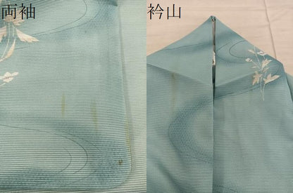 平和屋着物＊夏物　小紋　絽　流水花文　洗える着物　BAAX8072mz