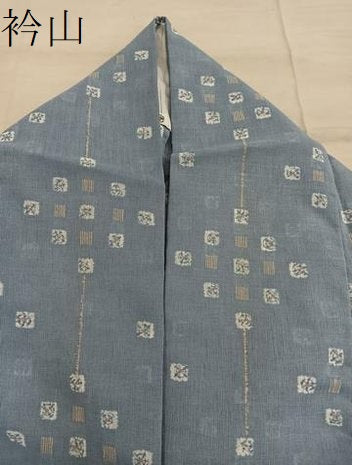 平和屋着物＊夏物　小紋　紗　幾何学文様　洗える着物　BAAX8075mz