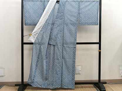平和屋着物＊夏物　小紋　紗　幾何学文様　洗える着物　BAAX8075mz