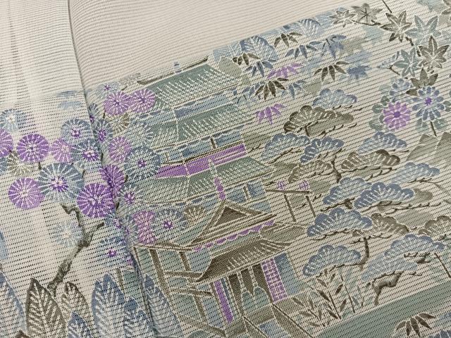 平和屋着物＊夏物　訪問着　絽　風景花文　洗える着物　BAAX8078mz