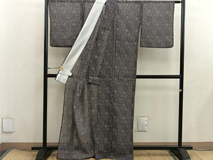 平和屋着物＊夏物　小紋　紗　幾何学文様　洗える着物　BAAX8079mz