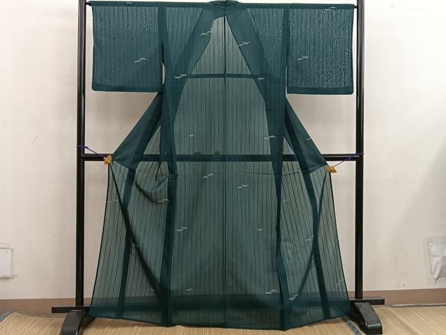 平和屋着物＊夏物　小紋　紗　幾何学文様　洗える着物　BAAX8081mz