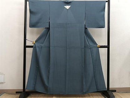 平和屋着物＊夏物　色無地　絽　錆鉄御納戸色　正絹　逸品　BAAX8090mz