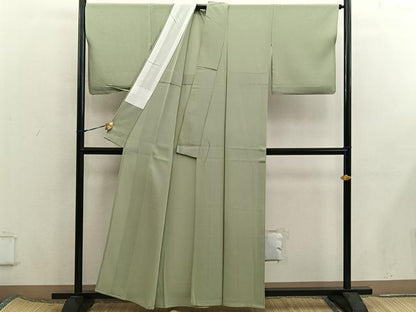 平和屋着物＊夏物　色無地　絽縮緬　油色　正絹　逸品　BAAX8091mz