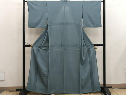 平和屋着物＊夏物　色無地　絽縮緬　山鳩色　正絹　逸品　BAAX8094mz