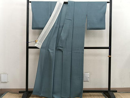 平和屋着物＊夏物　色無地　絽縮緬　山鳩色　正絹　逸品　BAAX8094mz