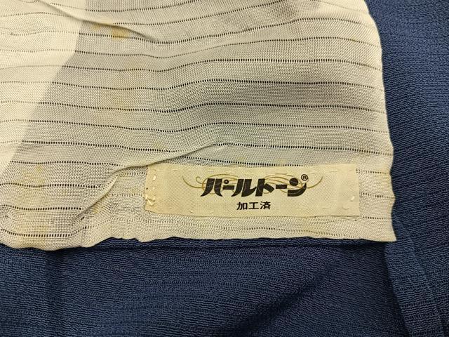 平和屋着物＊夏物　色無地　絽縮緬　藍鉄色　正絹　逸品　BAAX8097mz