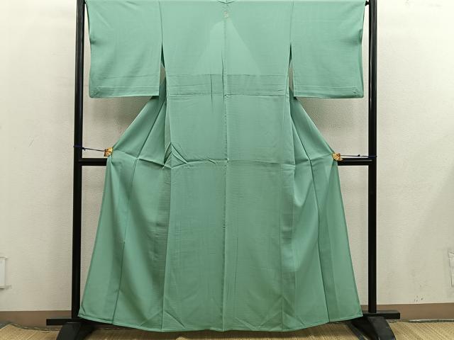 平和屋着物＊夏物　色無地　絽　若葉色　正絹　逸品　BAAX8101mz