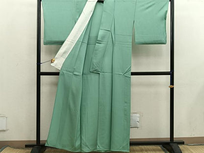 平和屋着物＊夏物　色無地　絽　若葉色　正絹　逸品　BAAX8101mz
