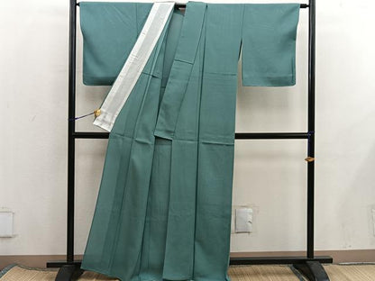 平和屋着物＊夏物　色無地　絽　麹塵色　正絹　逸品　BAAX8103mz