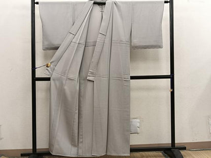 平和屋着物＊夏物　色無地　絽　白橡色　正絹　逸品　BAAX8104mz